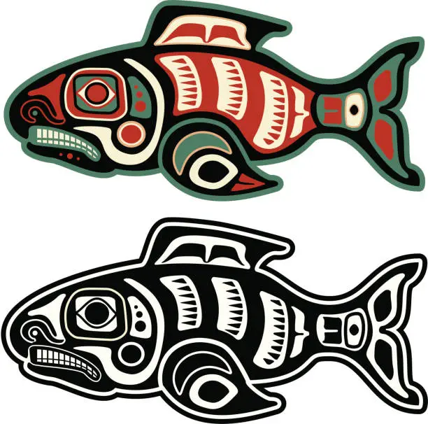 Vector illustration of Native American Salmon