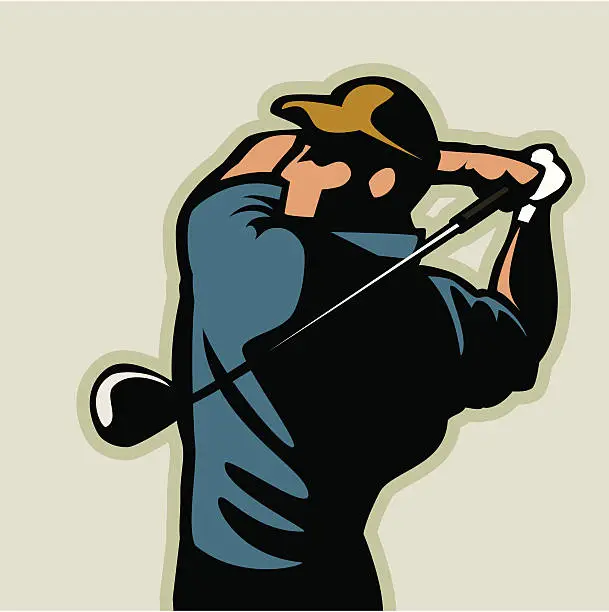 Vector illustration of An illustration of a man performing a golf swing