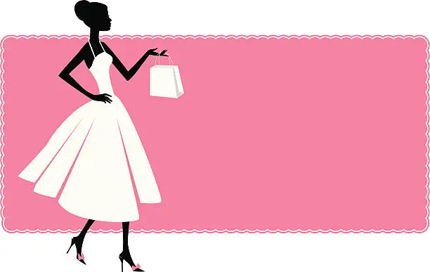 Vector illustration of Woman and shopping bag