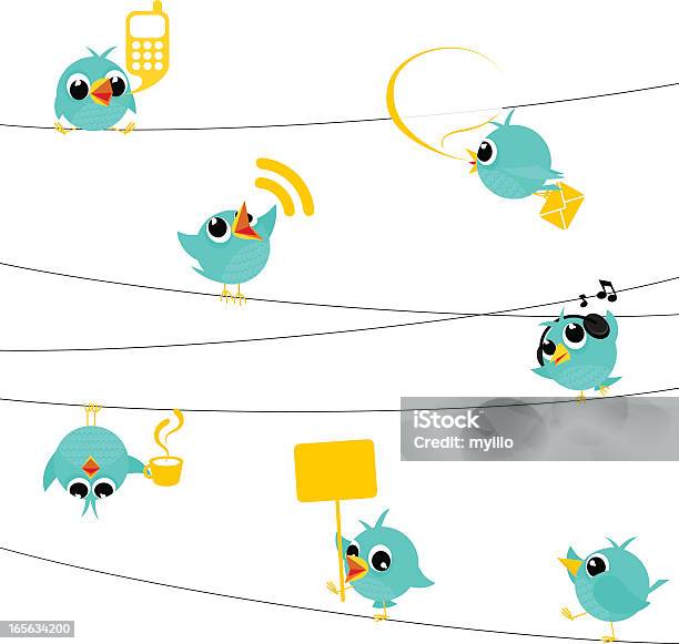 鳥ツイートするブルーバード飼料ソーシャルメディアテキスト進み漫画 Minimil - 鳥のベクターアート素材や画像を多数ご用意 - 鳥, ケーブル線, マンガ