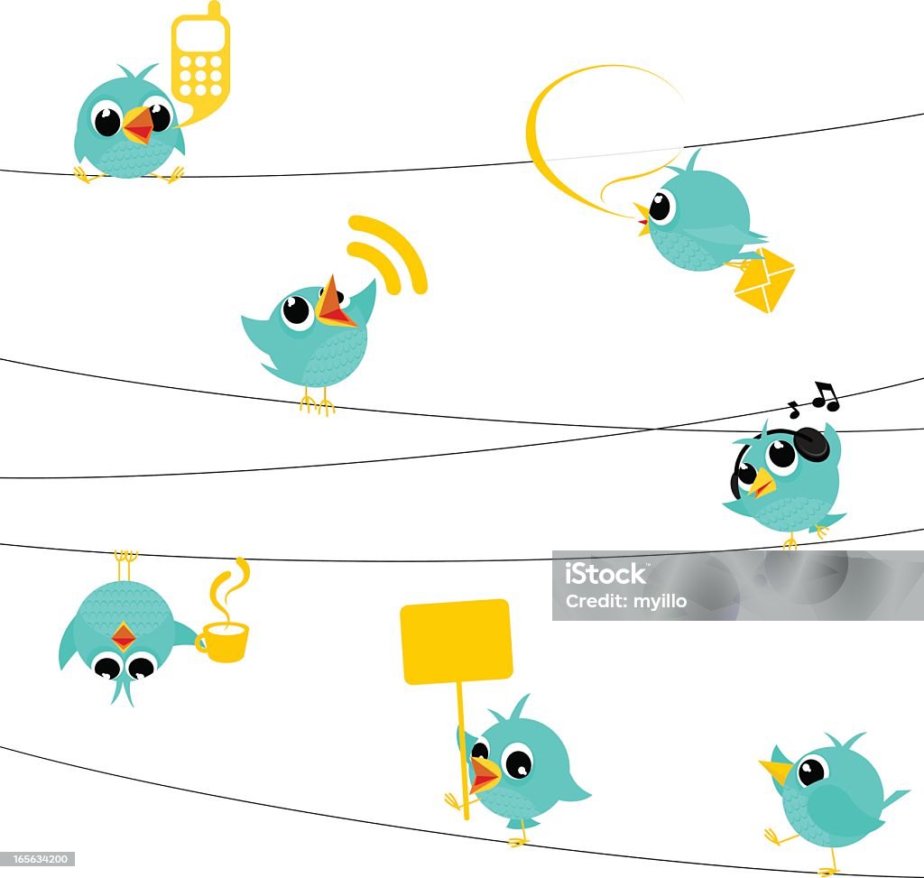 Pássaro, Twitter, azul, alimentos, mídia social, texto, siga dos desenhos animados, minimil, - Vetor de Pássaro royalty-free