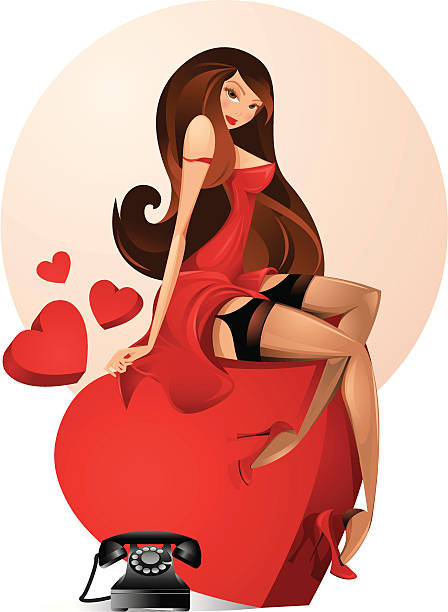 Pin-Up Girl Pin-Up girl illustration. Woman and background are grouped and layered separately. JPG file in a high resolution also available. pics for classic pin up poses stock illustrations