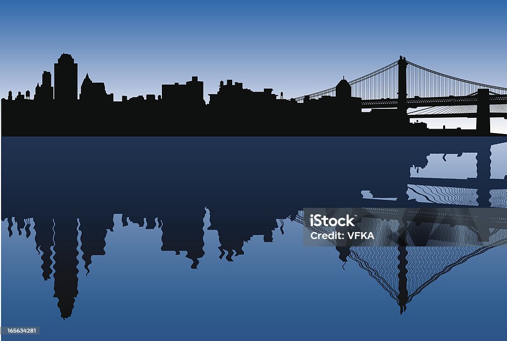Brooklyn Skyline und Reflexion - Lizenzfrei Brooklyn Bridge Vektorgrafik