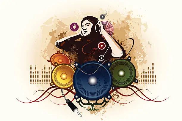Vector illustration of Listening Music