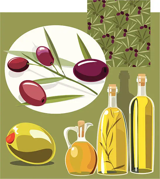 Vector illustration of Olives Set of four