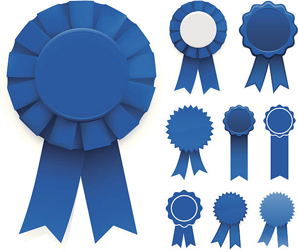 blaue bänder - award ribbon stock-grafiken, -clipart, -cartoons und -symbole