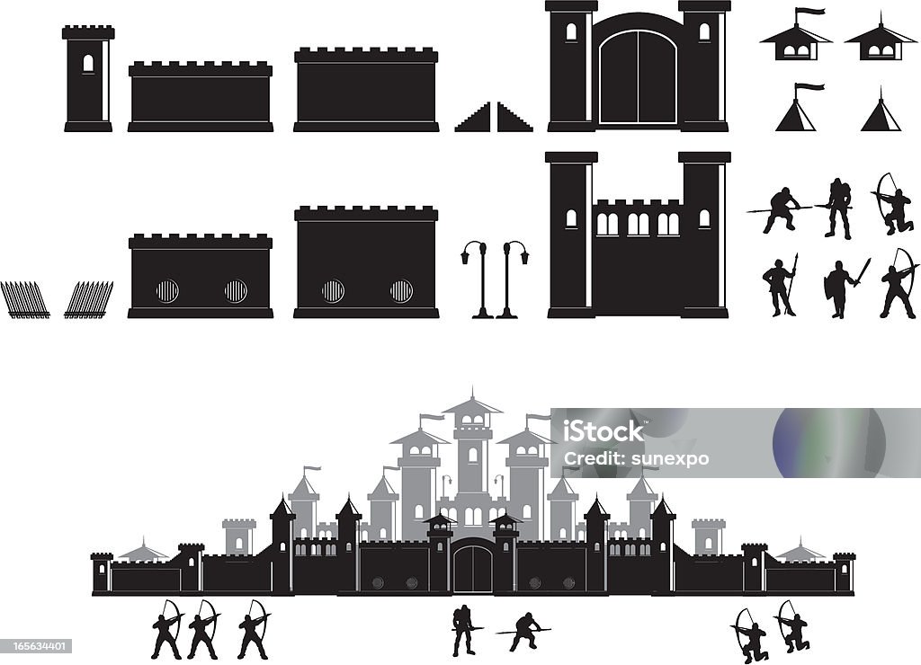 Castillo de construcción - arte vectorial de Pared fortificada libre de derechos