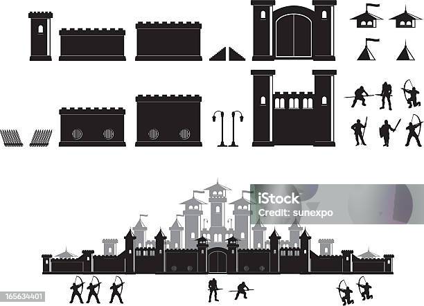 Ilustración de Castillo De Construcción y más Vectores Libres de Derechos de Pared fortificada - Pared fortificada, Vector, Castillo - Estructura de edificio