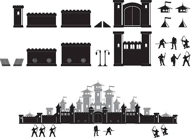 Vector illustration of Castle construction set