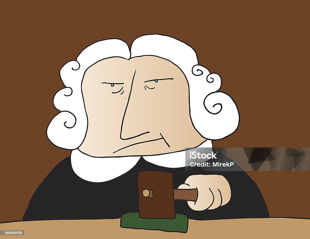 Judge English judge with wooden hammer. Hammer stock vector