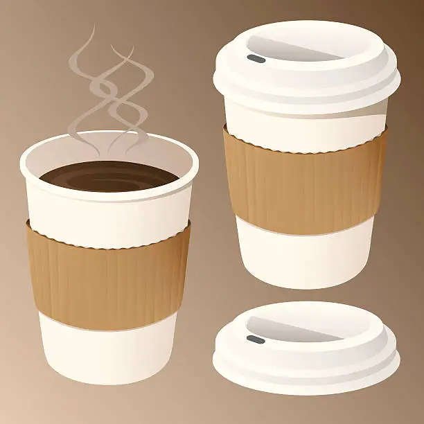 Vector illustration of Coffee in Disposable Cups