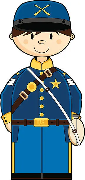 Vector illustration of Cute American Union soldier
