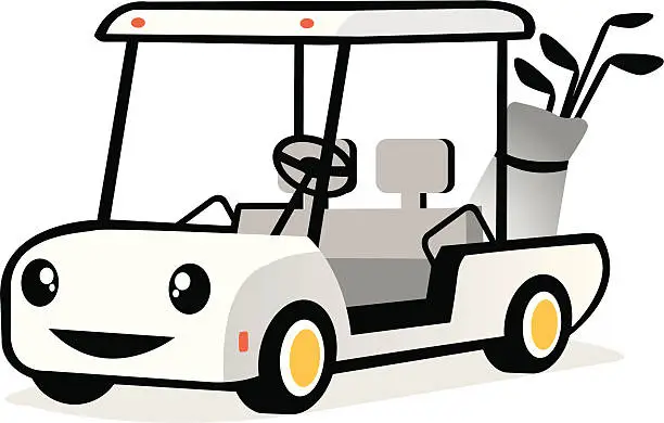 Vector illustration of smiling golf car