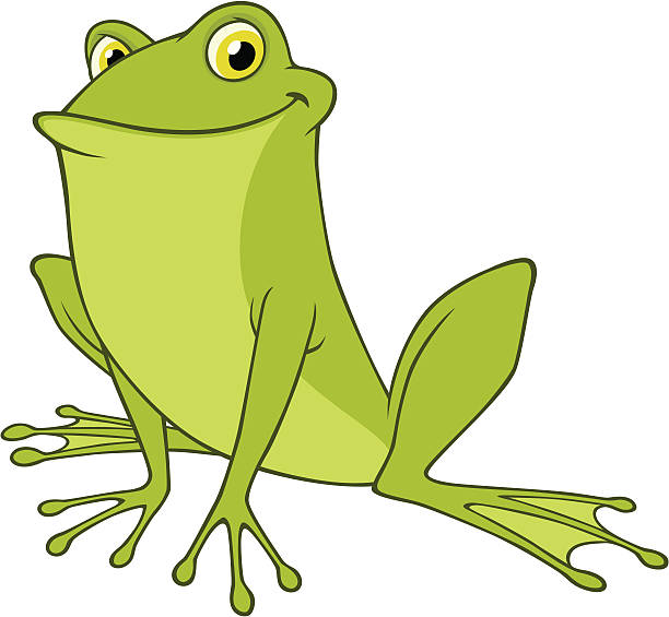 Frog Vector cartoon of a frog isolated on white background. Very few colors, no gradients - good for screen prints! frog stock illustrations