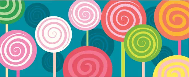 Vector illustration of Spiral lollipops in oblong