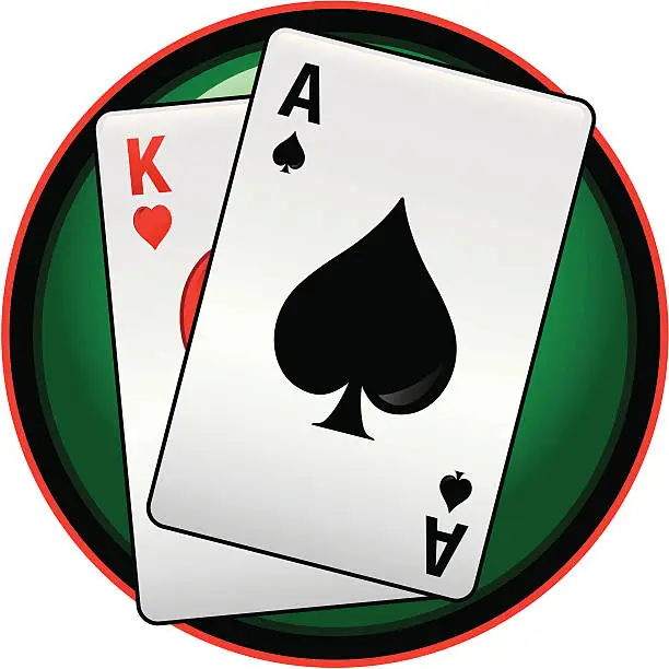 Vector illustration of Blackjack icon with ace of spades and king of hearts