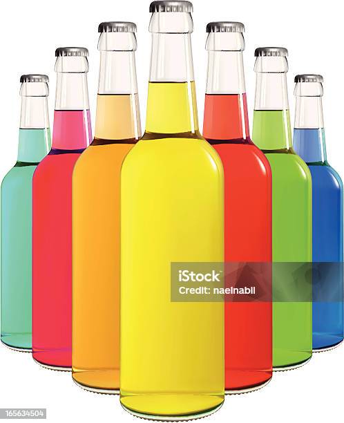 Glass Bottles Filled With Colorful Soda Stock Illustration - Download Image Now - Beer Bottle, Pink Color, Vector