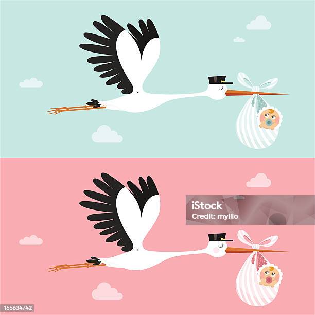 Stork Stock Illustration - Download Image Now - Stork, Baby - Human Age, Baby Shower