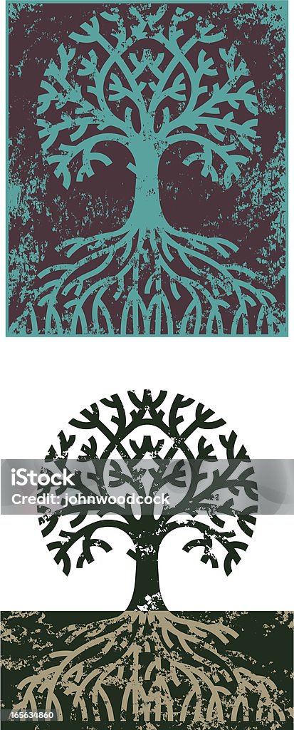 Cartoon Light Grey Tree Roots Grunge Rooty Tree Stock Illustration - Download Image Now - Circle ...