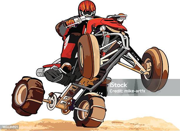 Redquadwheelie Vecteurs libres de droits et plus d'images vectorielles de Quad - Quad, Voiture tout-terrain, Sauter