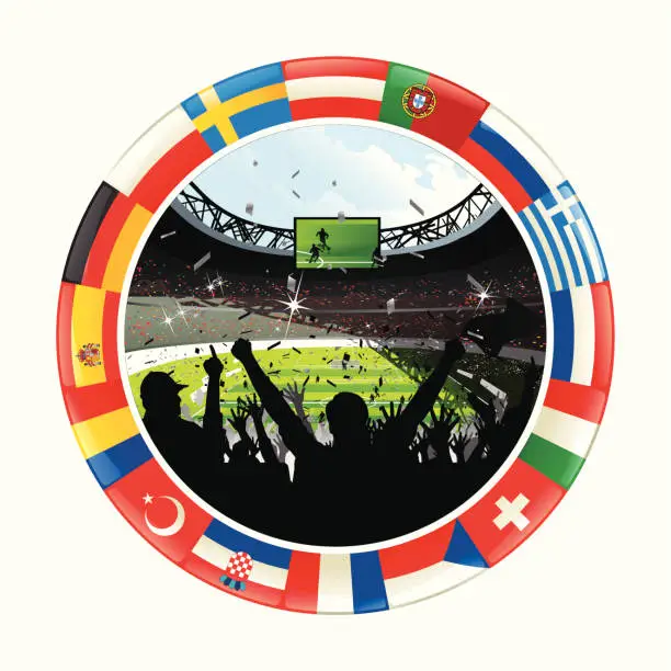 Vector illustration of European soccer match