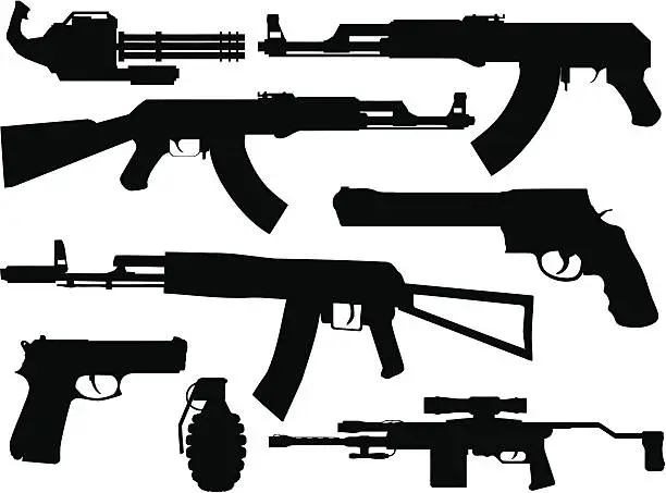 Vector illustration of Gun Silhouette Collection