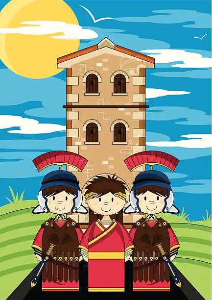 Vector illustration of Roman Soldiers Guarding the Emperor