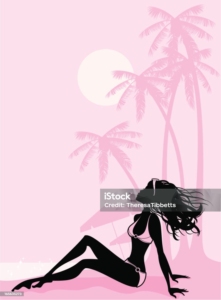 Fille prenant un bain de soleil - clipart vectoriel de Silhouette - Contre-jour libre de droits