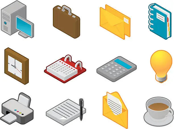 Vector illustration of Office icons | iSometric series