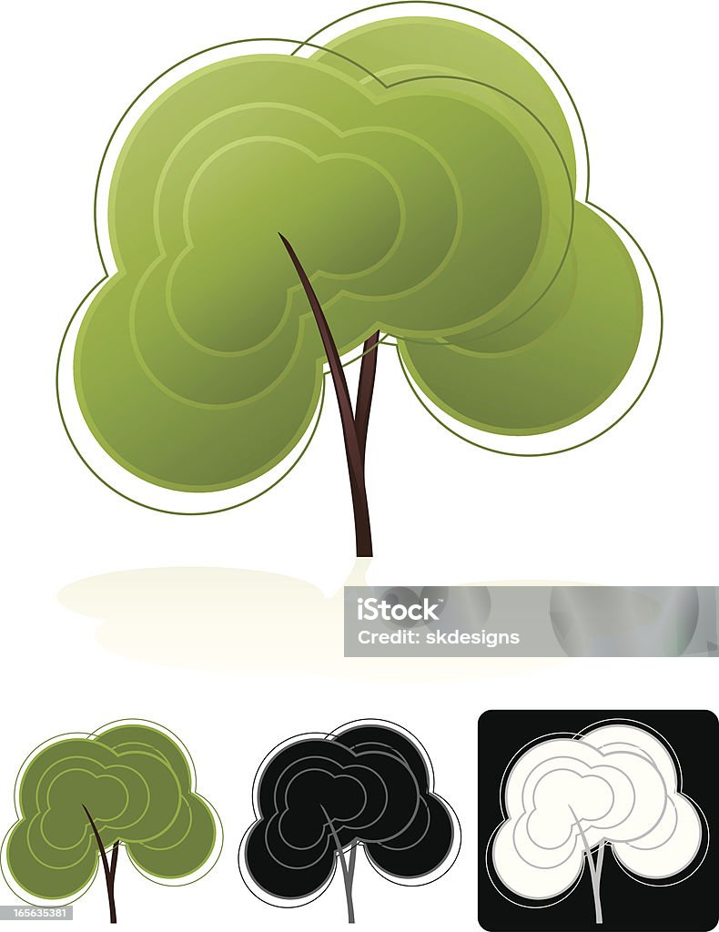 Folhas de árvores e elemento de Design de emblema conjunto - Royalty-free Branco arte vetorial