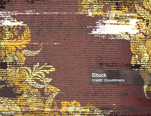 Amarelo Floral Fundo Grunge Com Espaço Para Texto - Arte vetorial de stock e mais imagens de Abstrato - Abstrato, Arranhado, Art Déco