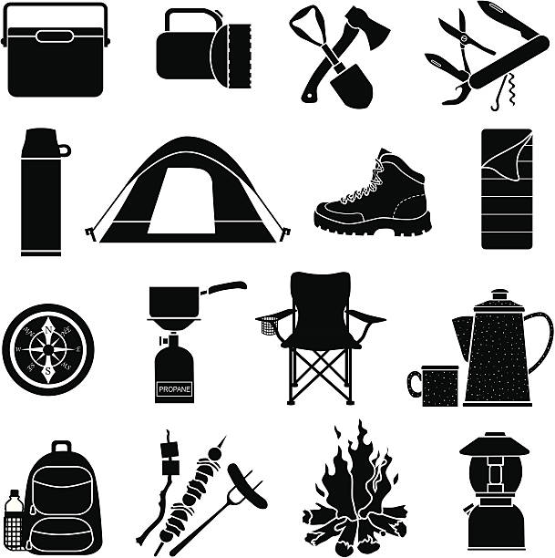 camping-icons - campingstuhl stock-grafiken, -clipart, -cartoons und -symbole