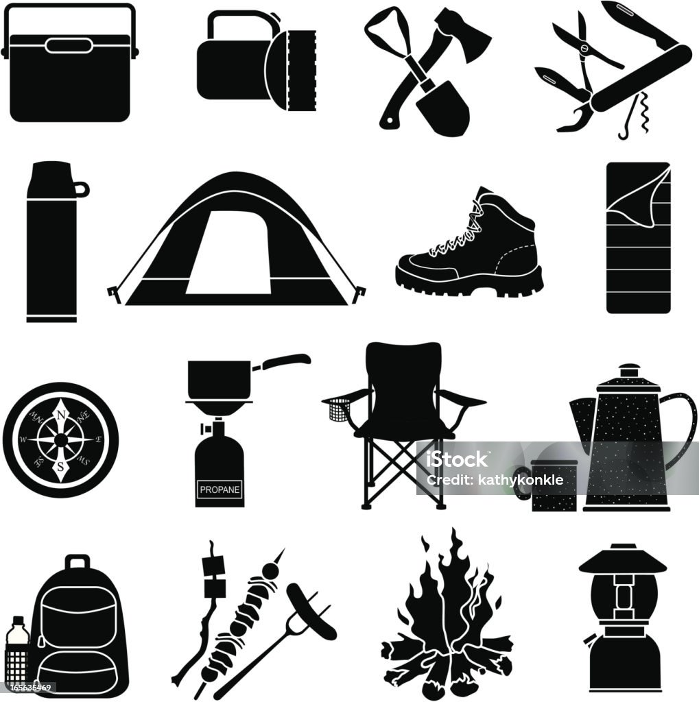 camping icons Vector icons with a camping theme. Camping stock vector