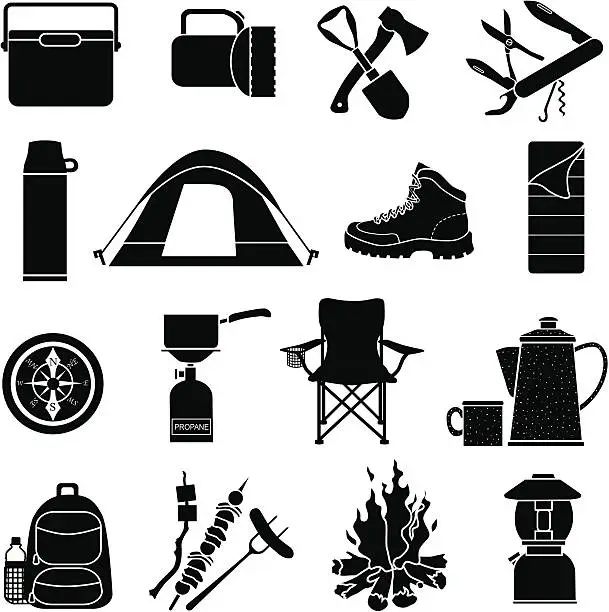 Vector illustration of camping icons