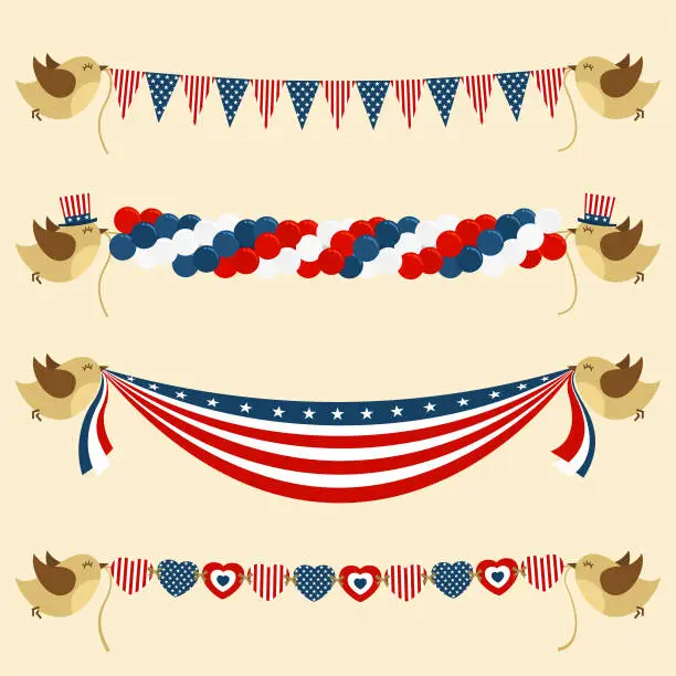 Vector illustration of Happy american´s day banners set