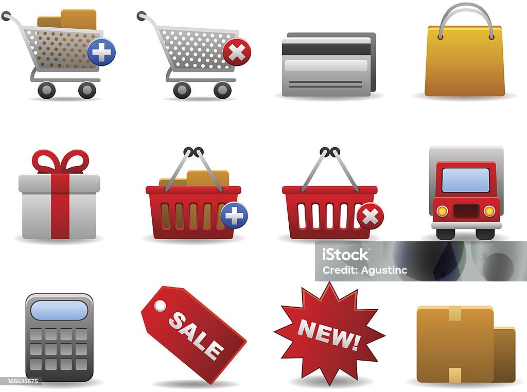 Shopping Set Vector illustration set of twelve shopping related elements Bag stock vector