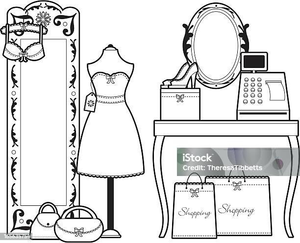 B W Femminile Boutique Di Moda - Immagini vettoriali stock e altre immagini di Bellezza - Bellezza, Illustrazione, Abbigliamento