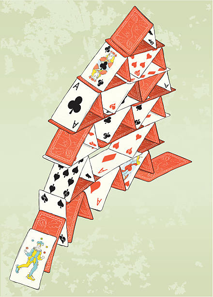 house of cards crashed by the joker - karo ası stock illustrations
