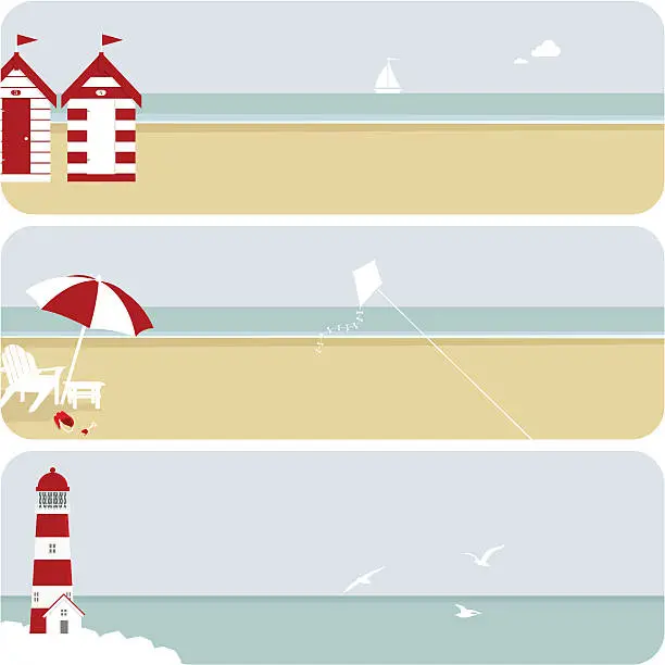 Vector illustration of Summer banner beach set illustration vector