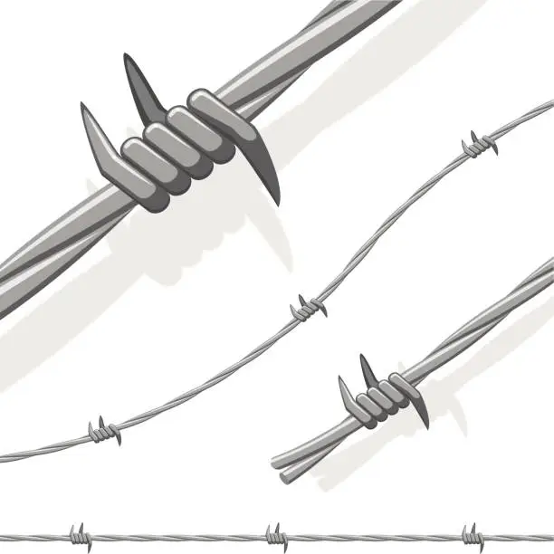 Vector illustration of Spiked Barbed Wire