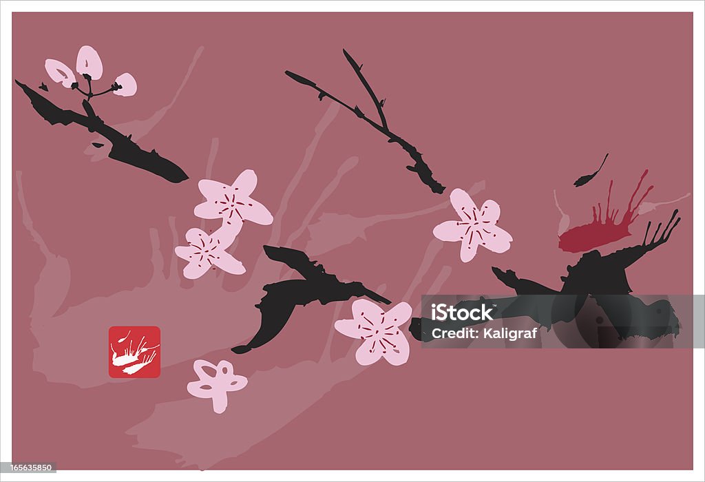 Cherry blossom Gemälde - Lizenzfrei Asiatischer Holzschnitt Vektorgrafik