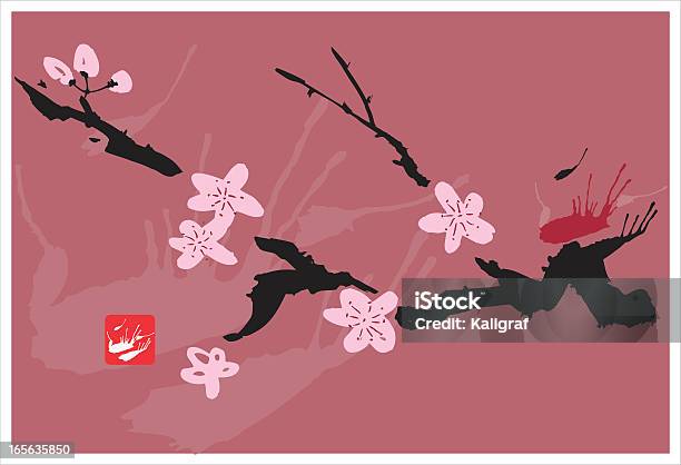 Cherry Blossom Gemälde Stock Vektor Art und mehr Bilder von Asiatischer Holzschnitt - Asiatischer Holzschnitt, Ast - Pflanzenbestandteil, Baumblüte