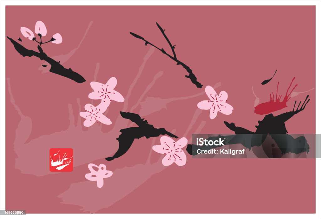 Peinture Cherry blossom - clipart vectoriel de Arbre en fleurs libre de droits