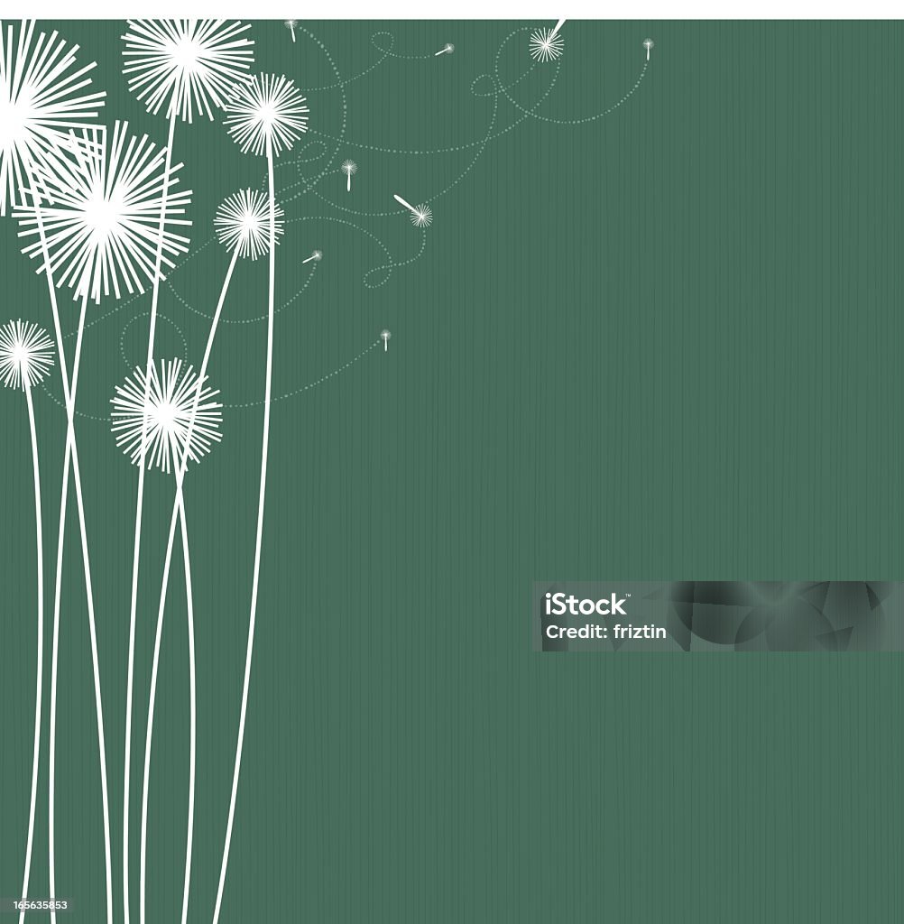 White silhouette of dandelions on green background Dark Teal background with white silhouettes of dandelions and floating seeds. Dandelion stock vector