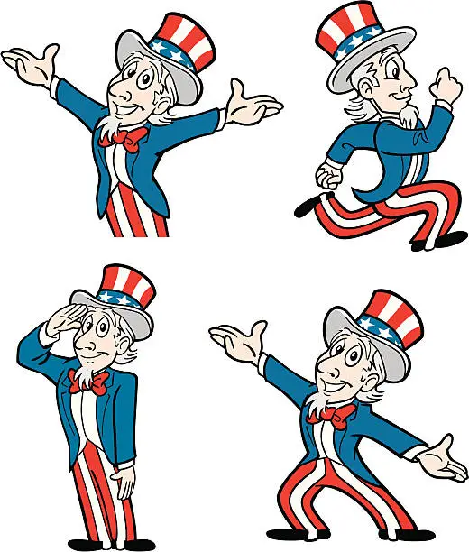 Vector illustration of Various Uncle Sams