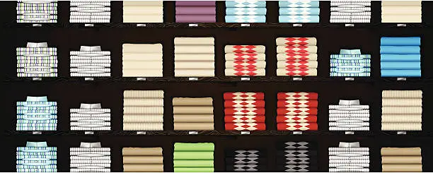 Vector illustration of Horizontal Store Shelves with Clothes