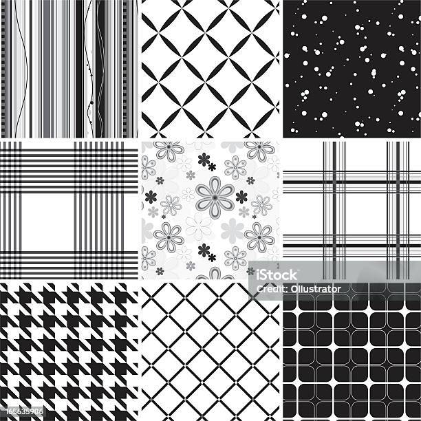Collection Of Seamless Black Amp White Pattern Stock Illustration - Download Image Now - Plaid, Striped, Houndstooth Check