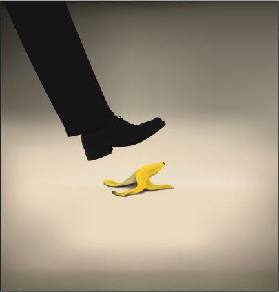 Shoe, leg and banana skin. Includes gradient meshes