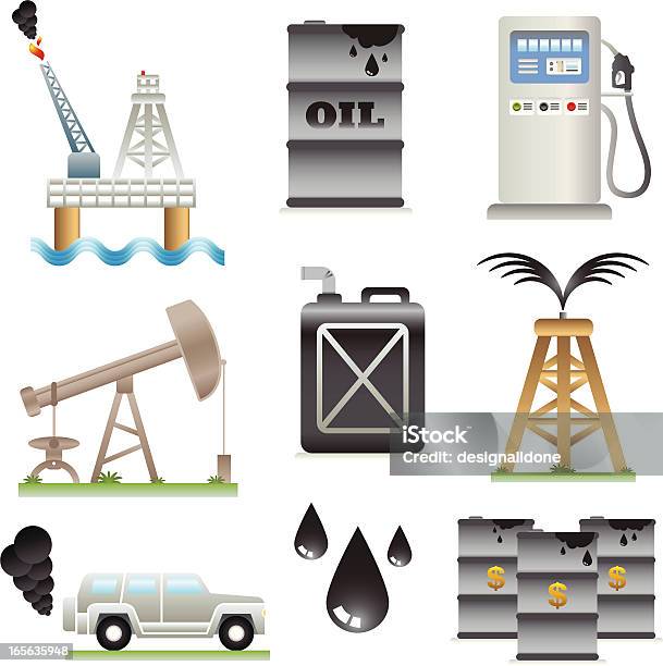 Vetores de Indústria Petrolífera Ícones e mais imagens de Poço de Petróleo - Poço de Petróleo, Abastecer, Barril