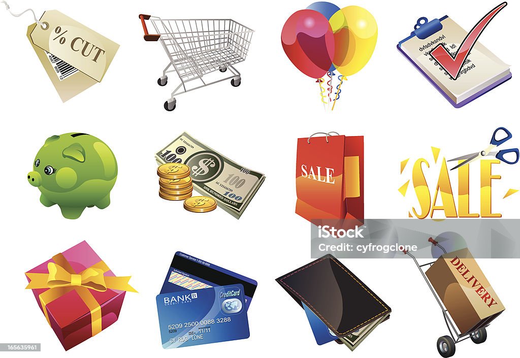 Ícone de compras - Vetor de Aniversário royalty-free